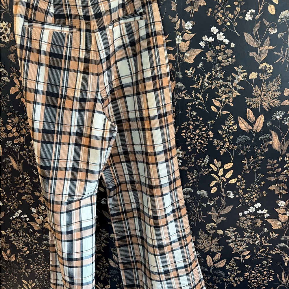 Maeve Checkered Trousers in Black, White, and Tan